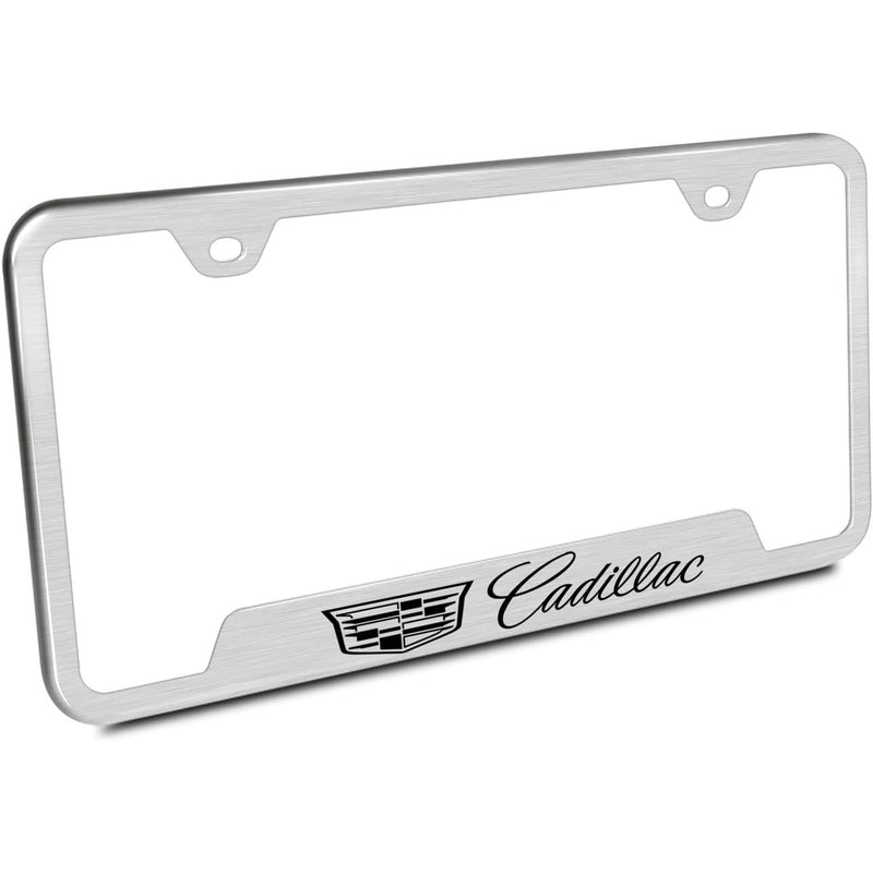Automotive Gold Laser Etched Brushed Cadillac Cut-Out Frame