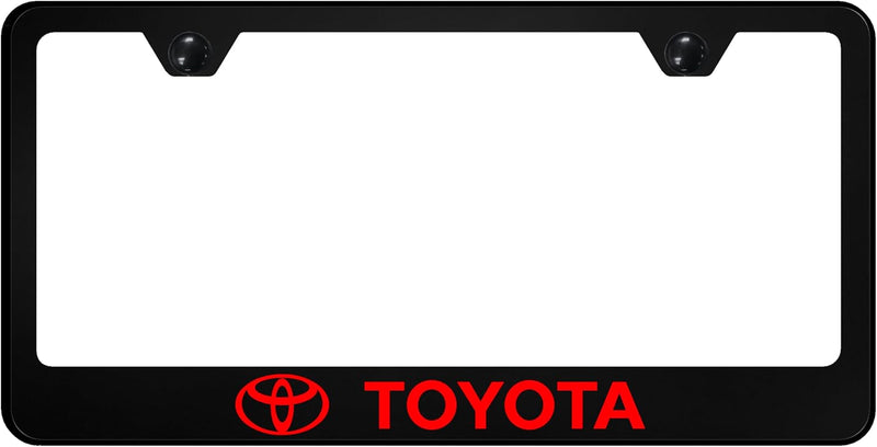 Au-TOMOTIVE GOLD UV Polycarbonate License Plate Frame for Toyota (Red on Black)
