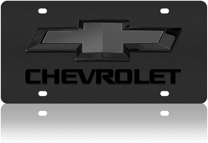 Eurosport Daytona Black Chevrolet Bowtie Chevrolet Carbon Steel License Plate