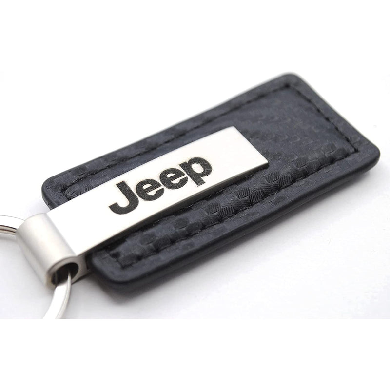 Au-Tomotive Gold, INC Jeep Cherokee Black Carbon Fiber Texture Leather Key Chain