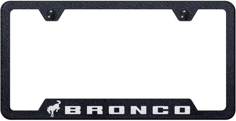 Au-TOMOTIVE GOLD Laser Etched License Plate Frame for Bronco 2020 (Rugged Black)