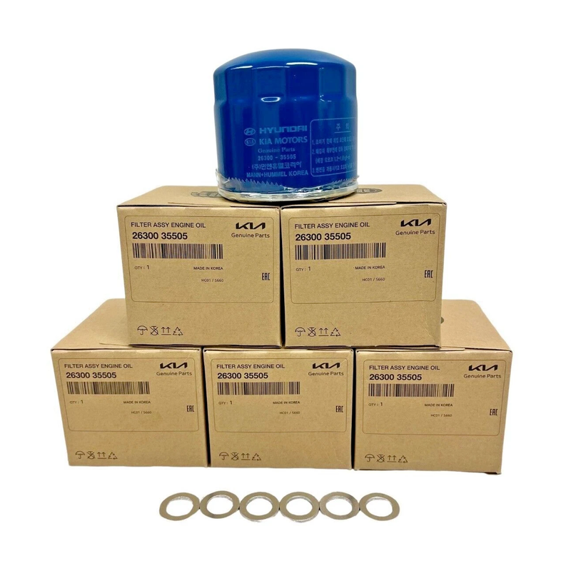 GENUINE Engine Oil Filter & Washer for Hyundai Kia OEM 2630035505 6-Pack