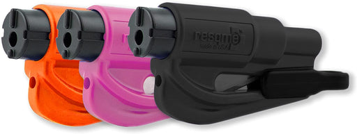 RESQME Pack of 3, Emergency Keychain Seatbelt Cutter Window Breaker, Black, Pink, Orange