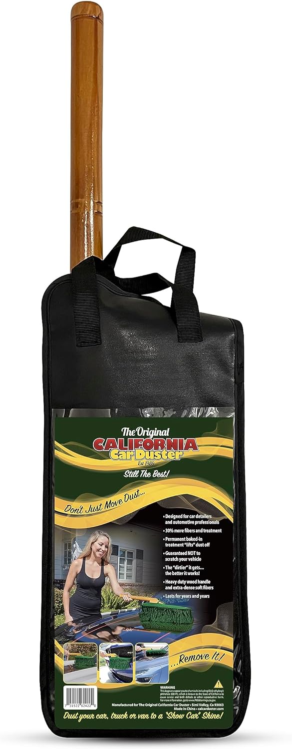 California Car Duster Standard Auto Car Duster with Wooden Handle, Green Mop 62422