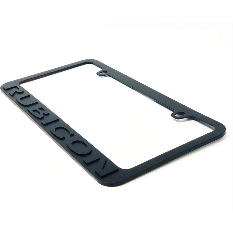 Jeep Rubicon Stealth Blackout License Plate Frame - Black with Black Script Logo