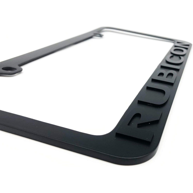 Jeep Rubicon Stealth Blackout License Plate Frame - Black with Black Script Logo