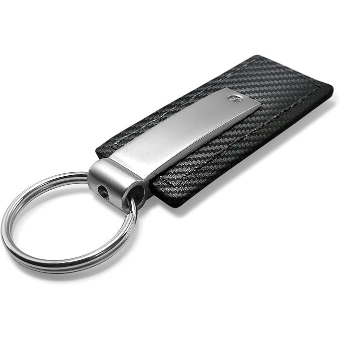 AU-TOMOTIVE GOLD Carbon Fiber Rectangular Leather Key Chain Jeep Wrangler Black