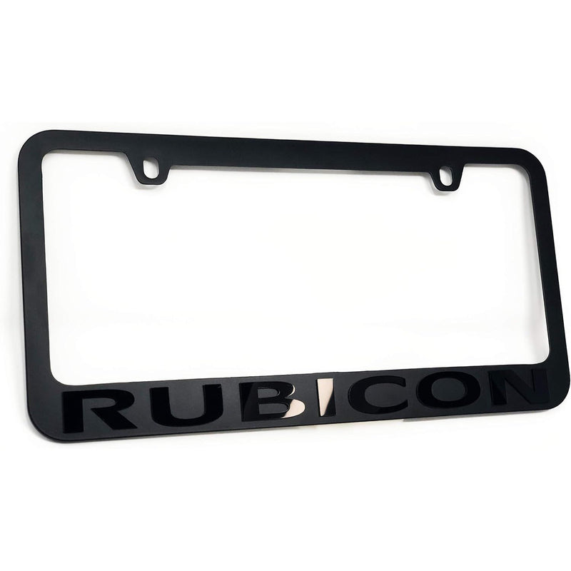 Jeep Rubicon Stealth Blackout License Plate Frame - Black with Black Script Logo
