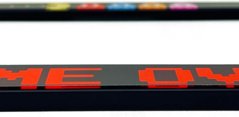 Pac-Man with Ghosts & GAME OVER Black Carbon Steel License Frame 2-Hole [2 PACK]