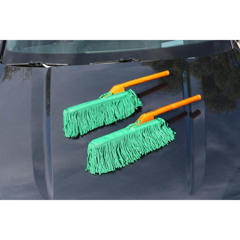 California Car Duster Standard Auto Car Duster with Wood Handle Green Mop 2 Pack