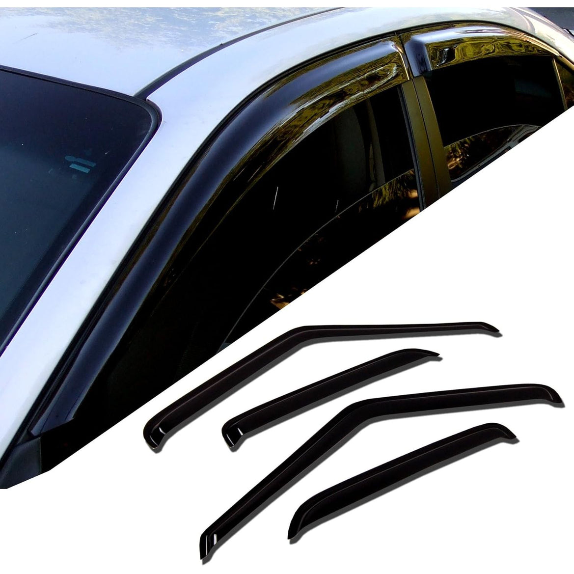 2-Piece Out-Channel Window Visor Rain Guard – Fits Toyota Yaris 2-Door 2007–2011 (Dark Smoke)