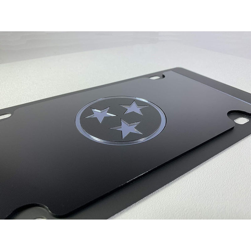 Eurosport Daytona Tennessee State Flag- Blacked Out Carbon Steel License Plate