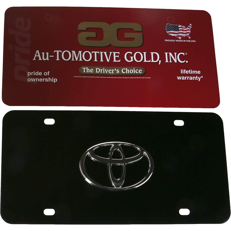 Au-TOMOTIVE GOLD Toyota Logo Chrome on Black License Plate