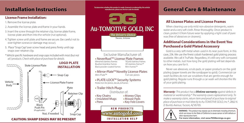 Au-TOMOTIVE GOLD Black Pearl Logo on Mini License Plate for Toyota (Black)