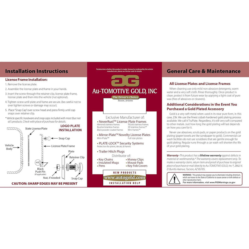 Au-TOMOTIVE GOLD Laser Etched Logo Cut-Out License Plate Frame for Mopar (Black)