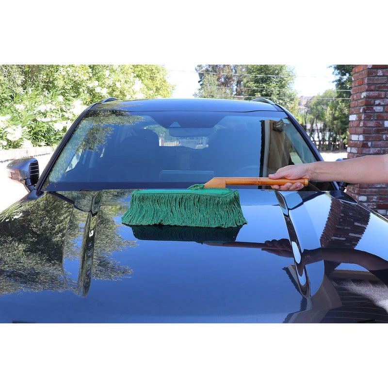 California Car Duster Standard Auto Car Duster with Wood Handle Green Mop 2 Pack