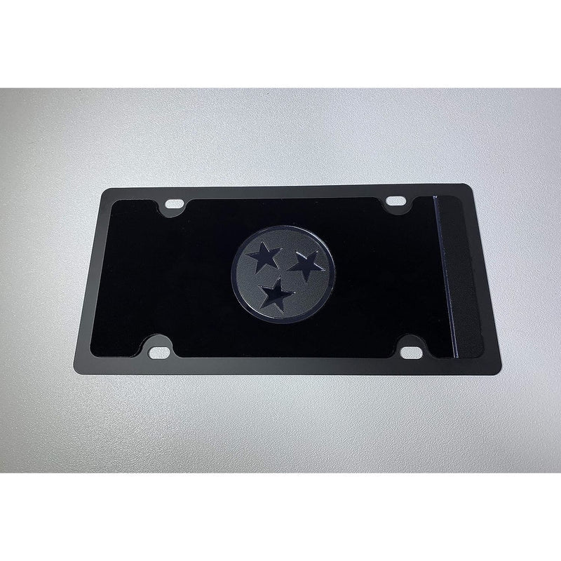 Eurosport Daytona Tennessee State Flag- Blacked Out Carbon Steel License Plate