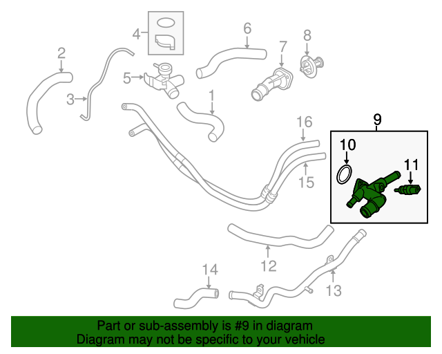 Coolant Temperature Control Valve 2012-2021 Kia 1.8L 2.0L Engine 256002E000