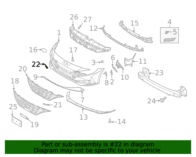 Front Hook Tow Eye Cap Cover for 2021-2023 Hyundai Elantra 86517-AA000 Genuine