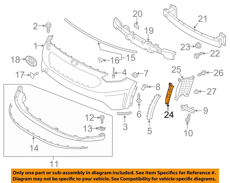 Genuine Front Bumper Passenger Side Air Curtain Duct Kia Niro 2017-19 86568G5000