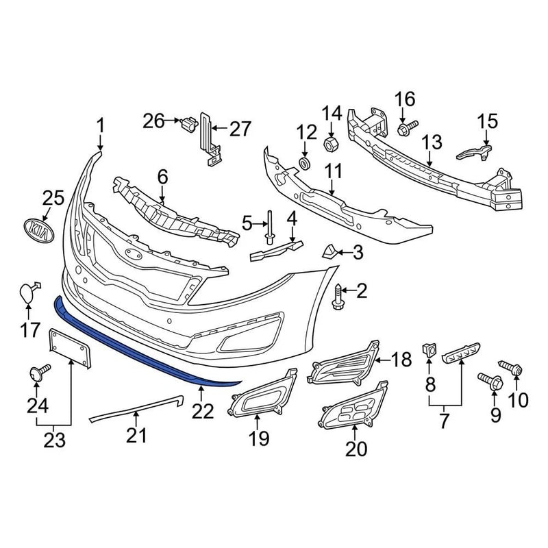 GENUINE FRONT Bumper Lower Lip Spoiler Chin Lip 2014-2015 Kia Optima 865912T500