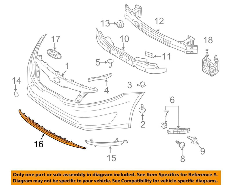 OEM Front Bumper Lower Deflector Chin Lip 2011-2013 Kia Optima Hybrid 65914U000