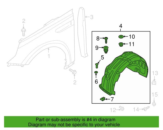 Genuine Fender Liner Front RIGHT PASSENGER Side 2016-18 KIA OPTIMA 86812D4000
