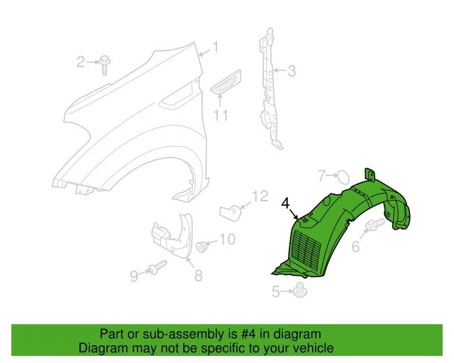GENUINE Fender Liner FRONT RIGHT PASSENGER for 2012-2013 Kia Soul 868122K500
