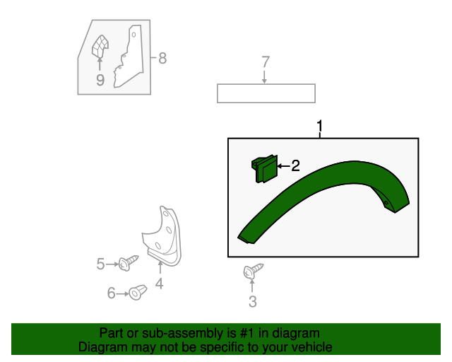 FRONT Fender Flare Molding Left LH for 2011-2016 Kia Sportage OEM 877123W000
