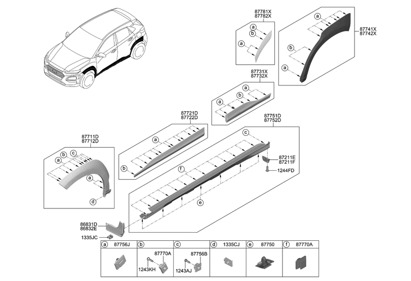Front Fender Wheel Molding LEFT LH for 18-23 Hyundai Kona Genuine 87711-J9000CA