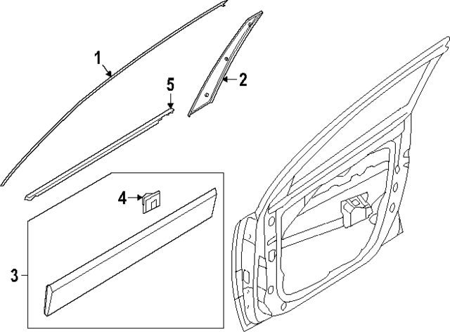Front Door Side Molding Passenger For 2023-2024 Kia Niro # 87722AT000BKL Genuine