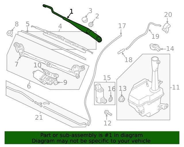 Genuine Kia 2010-2013 Forte Forte Koup Wiper Arm Left Front Driver 983101M000