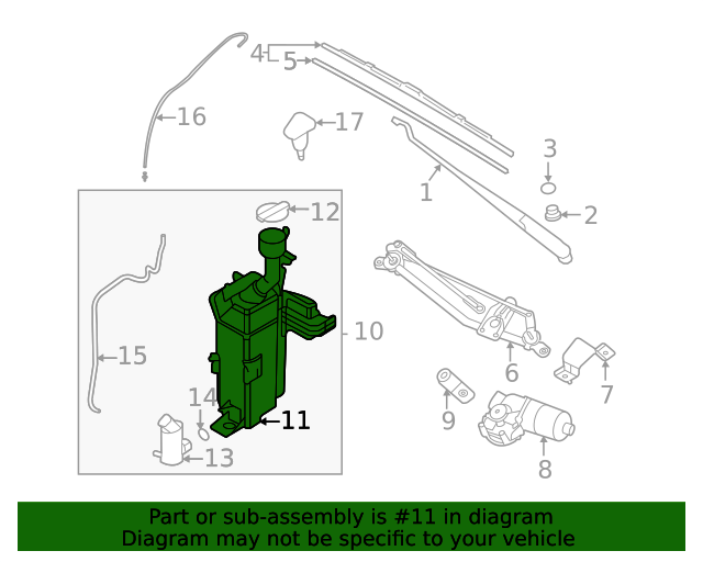 Genuine Windshield Washer Reservoir Tank 2021-2023 Hyundai Elantra 98611AA000