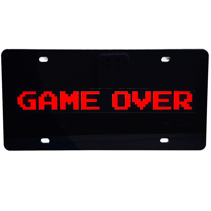 Pac-Man GAME OVER Black Acrylic License Plate Frame - Official Licensed Product by Bandai Namco