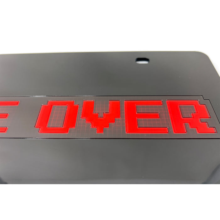 Pac-Man GAME OVER Black Acrylic License Plate Frame - Official Licensed Product by Bandai Namco