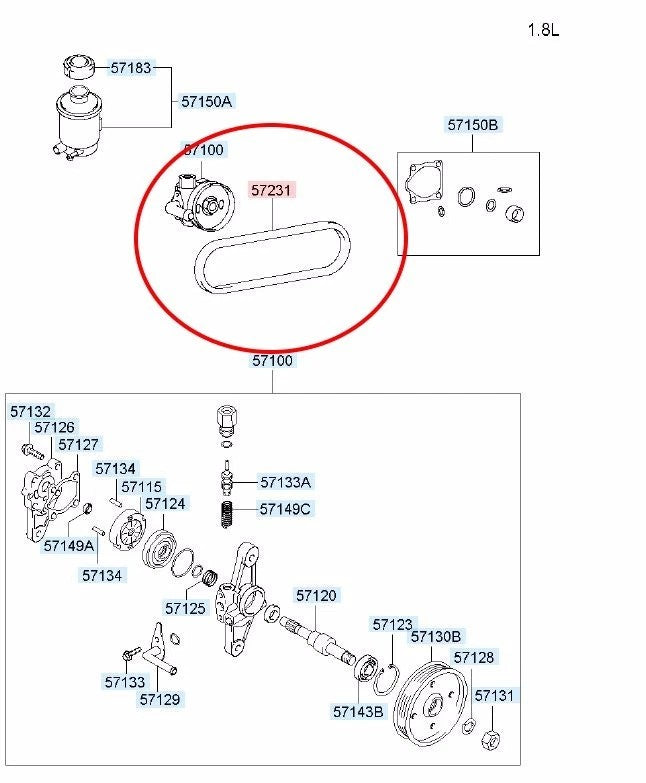 GENUINE New Hyundai Kia Power Steering Pump Belt 57170-2D101