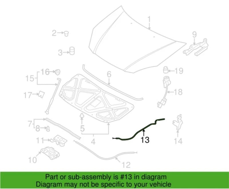 Genuine HOOD LATCH RELEASE CABLE FOR 2006-2011 RIO 811901G000