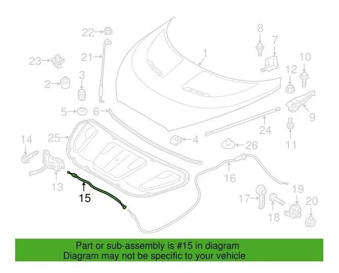 Genuine Hood Latch Release Cable for 2012-2017 Veloster 811902V100