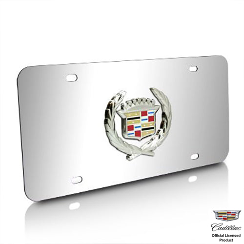 Au-Tomotive Gold Cadillac Classic Logo Chrome Stainless Steel License Plate