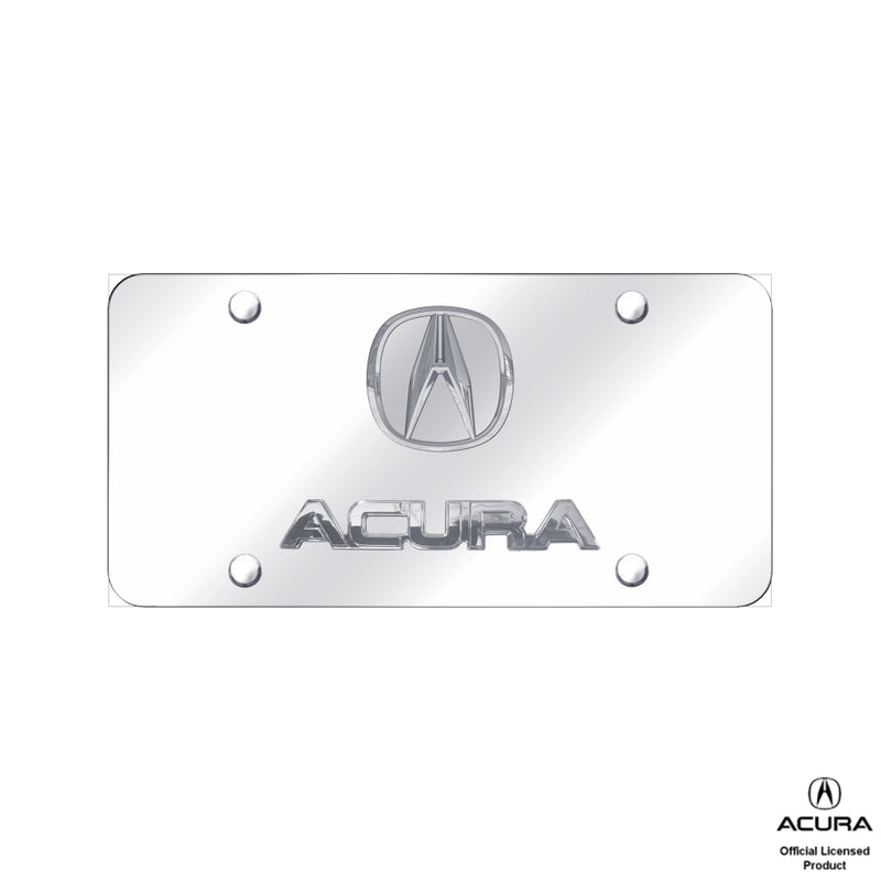Au-Tomotive Gold, INC. Acura 3D Logo and Nameplate Chrome Stainless Steel License Plate