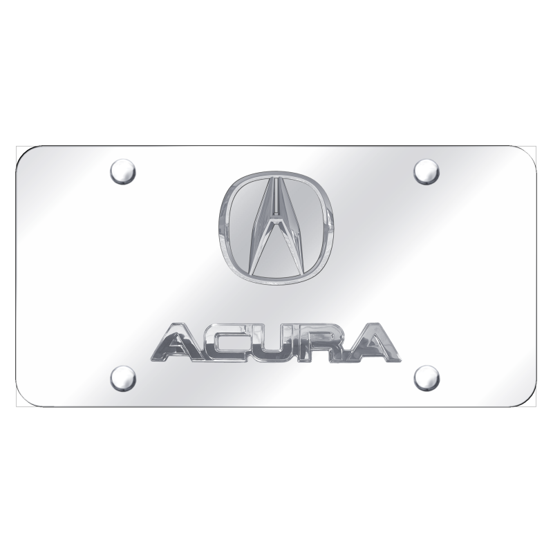 Au-Tomotive Gold, INC. Acura 3D Logo and Nameplate Chrome Stainless Steel License Plate