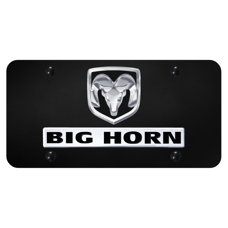 Au-Tomotive Gold Dual Big Horn License Plate – Chrome on Black D.BGH.CB