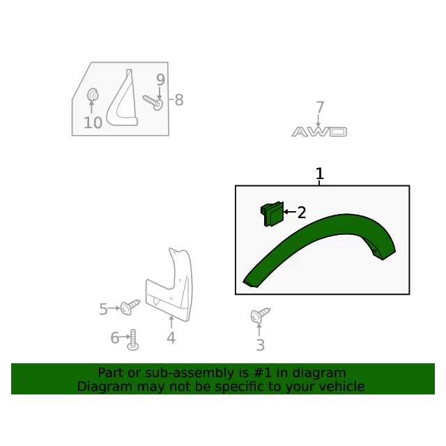 Front Fender Flare Molding RIGHT for 2017-2022 Kia Sportage 87712D9000 GENUINE
