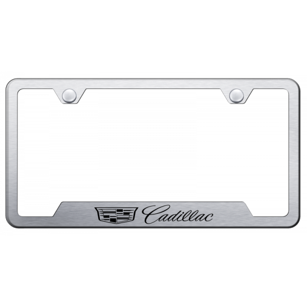 Automotive Gold Laser Etched Brushed Cadillac Cut-Out Frame