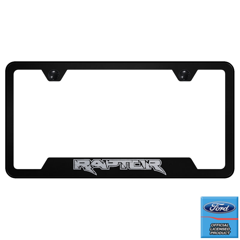 Au-Tomotive Gold Ford Raptor Black Stainless Steel License Plate Frame
