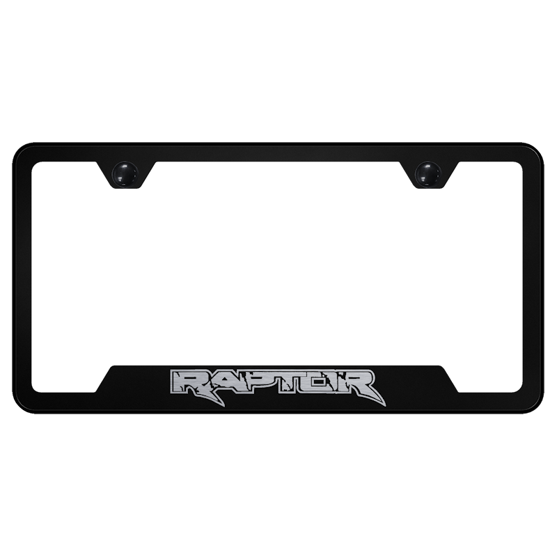 Au-Tomotive Gold Ford Raptor Black Stainless Steel License Plate Frame