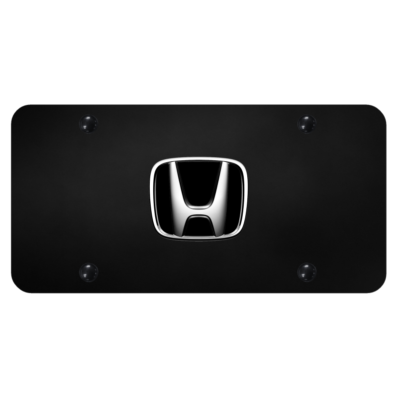 Au-Tomotive Gold, INC. Honda 3D Logo Black Metal License Plate,