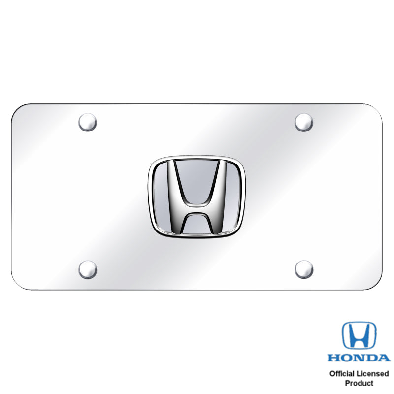 Au-Tomotive Gold, INC. Honda 3D Logo Chrome Steel License Plate