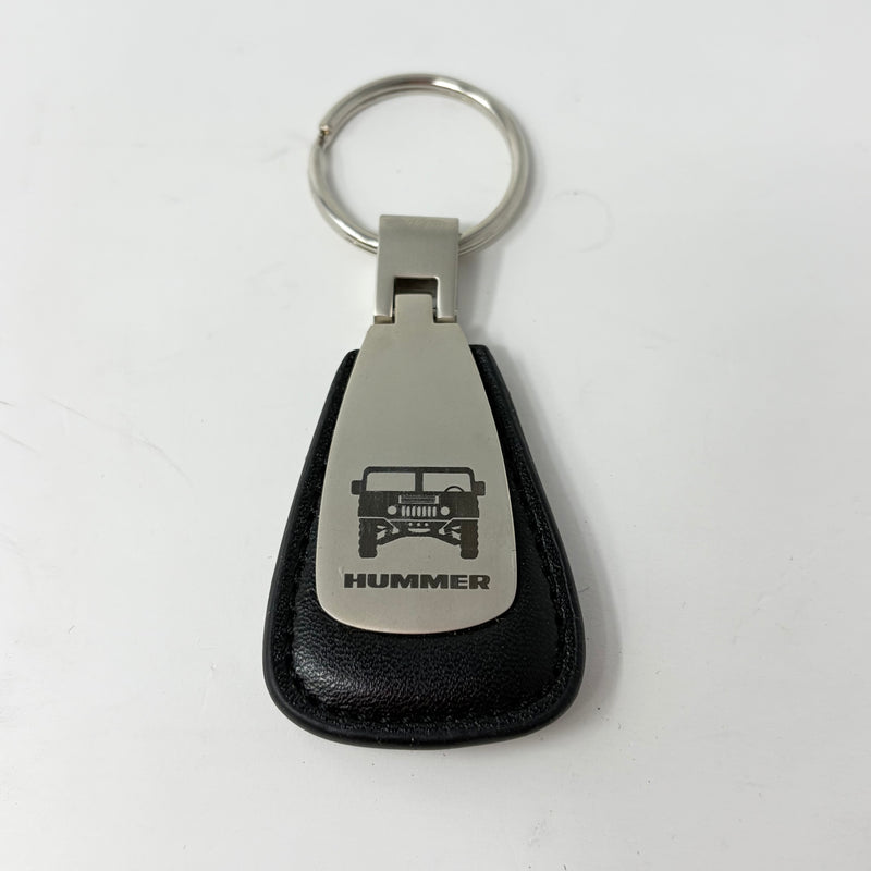 Au-Tomotive Gold, Key Chain Fob Hummer Logo Black Leather Teardrop Keychain