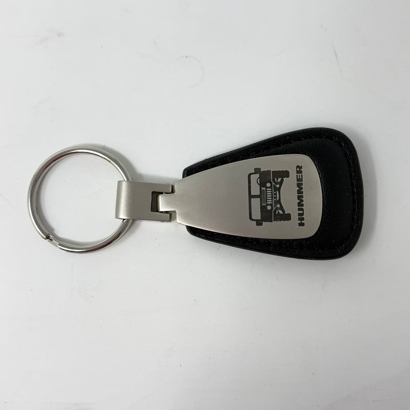 Au-Tomotive Gold, Key Chain Fob Hummer Logo Black Leather Teardrop Keychain